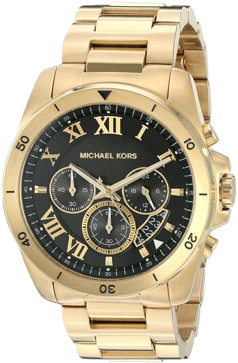 michael kors men's brecken gold-tone watch mk8481|Michael Kors Brecken Chronograph Black Dial Men's .